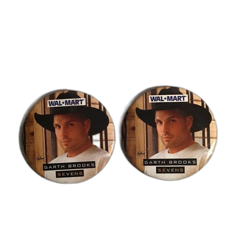 Vintage Garth Brooks Sevens Walmart Promo Pinback Button Lot of 2 - 1997 Music